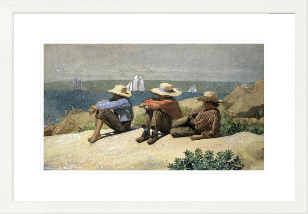 "On the Beach" Framed Digital Print by Winslow Homer, 31x21"