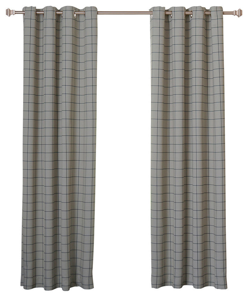 Plaid 2-Tone Plaid Curtains, Pair, Gray, 96"