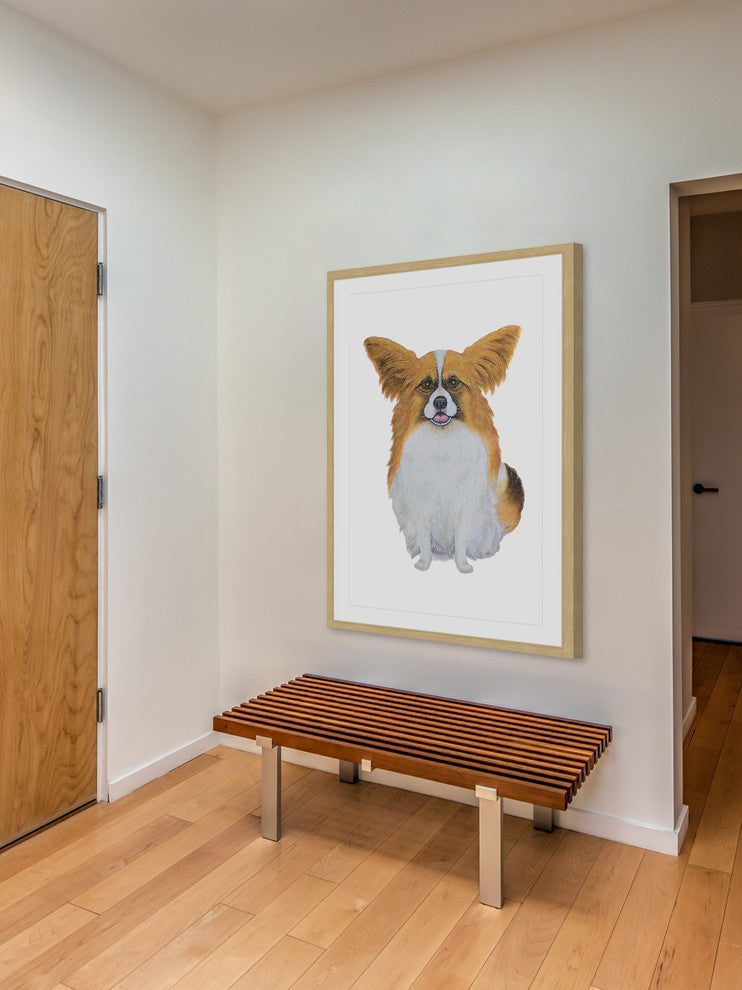 "Papillon Pomeranian" Framed Painting Print, 20"x30"