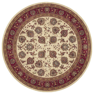 Aiden Traditional Vintage Inspired Ivory/Red Rug, 8' Round