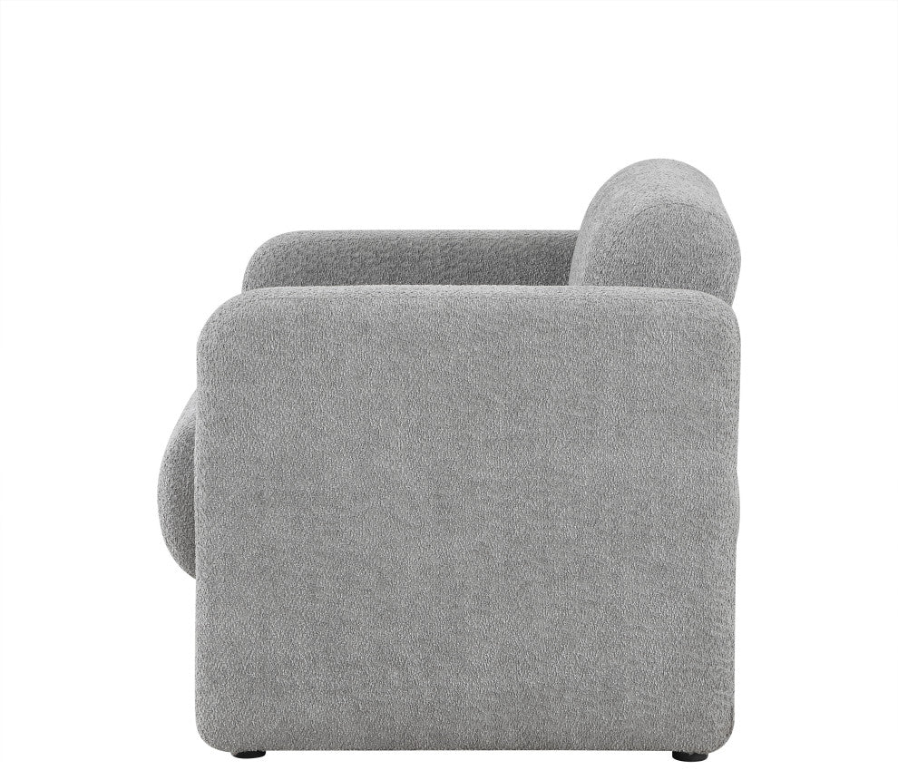 Cindy Boho Boucle Upholstered Accent Arm Chair, Gray