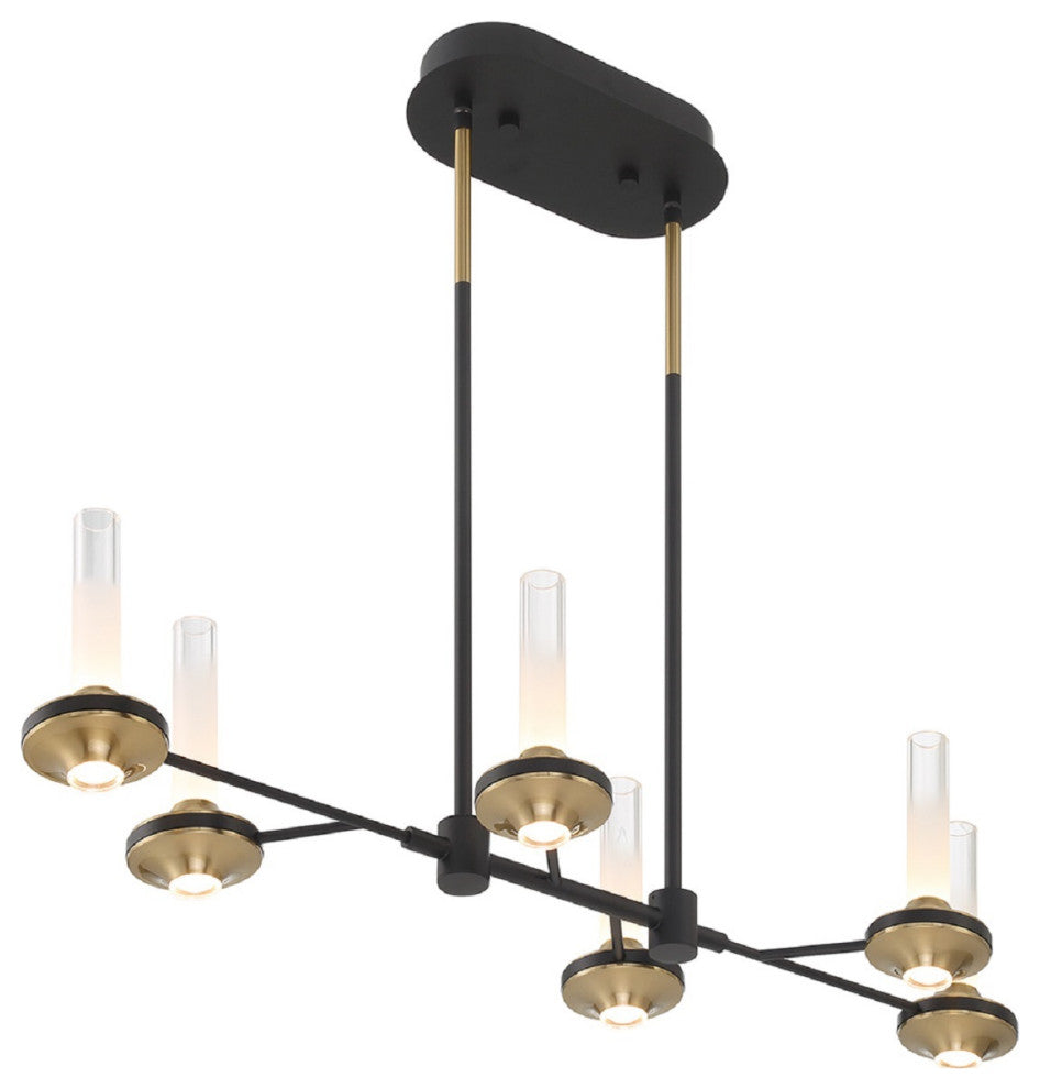 Torcia 12-Light 31.5" Chandelier, Black/Brass