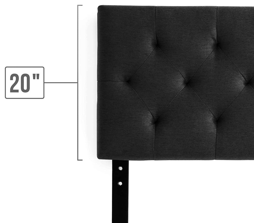 Mid-Rise Upholstered Headboard-Adjustable Height from 34"� to 46"�, Black, Full