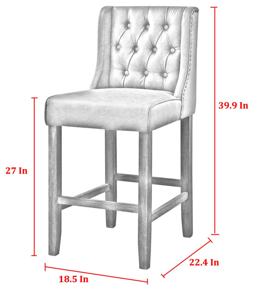 Rustic Manor Kaileigh Counter Stool, Leather PU, Brown