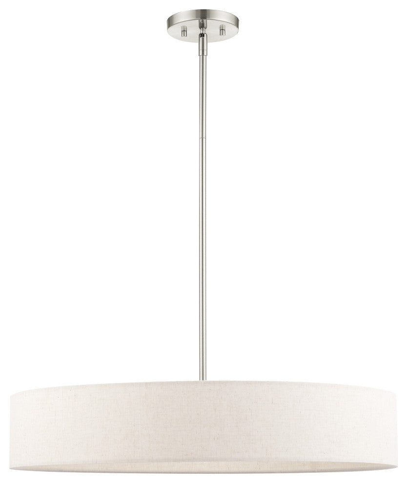 Livex Lighting Venlo 5 Light Brushed Nickel Large Drum Pendant