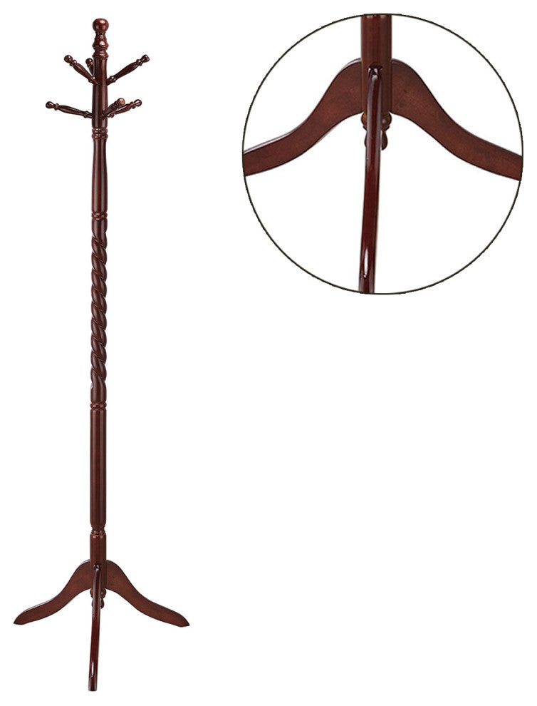 Wooden 2-Tier Coat Rack, Merlot