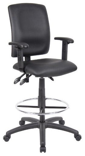 Black Leatherette Draft Chair, Adjustable T-Arms,Drafting Stool, Multi-Function