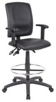 Black Leatherette Draft Chair, Adjustable T-Arms,Drafting Stool, Multi-Function