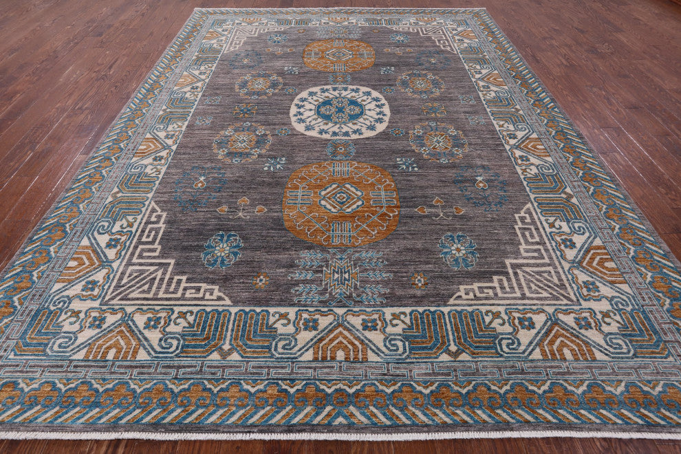 Handmade Khotan Wool Rug 9' 1" X 12' 3" Q9435