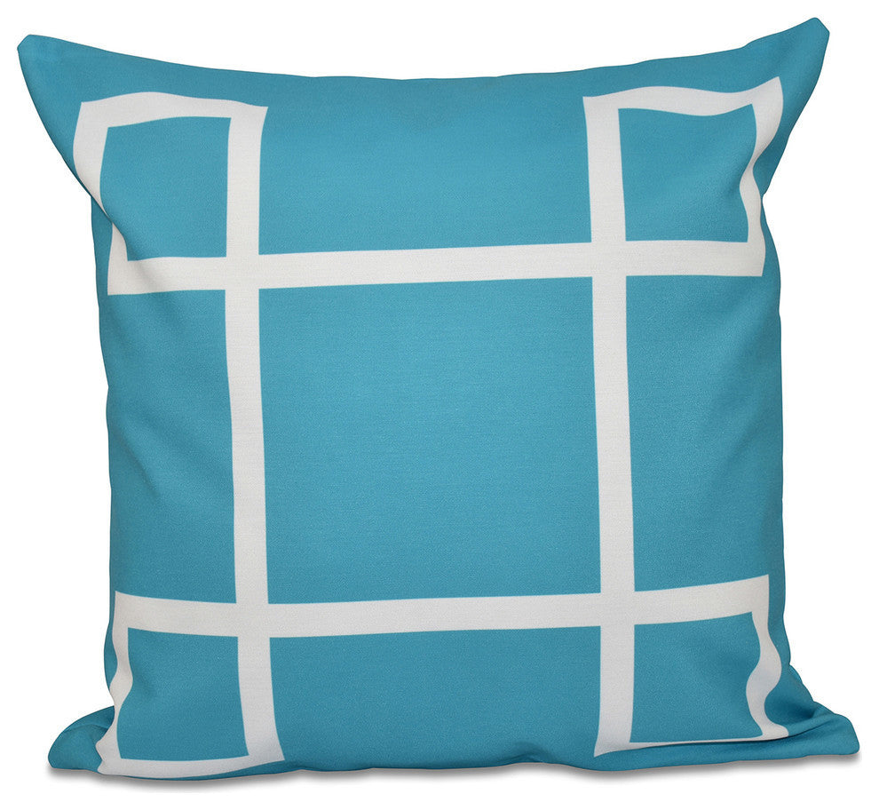 Geometric Decorative Pillow, Turquoise, 18"x18"