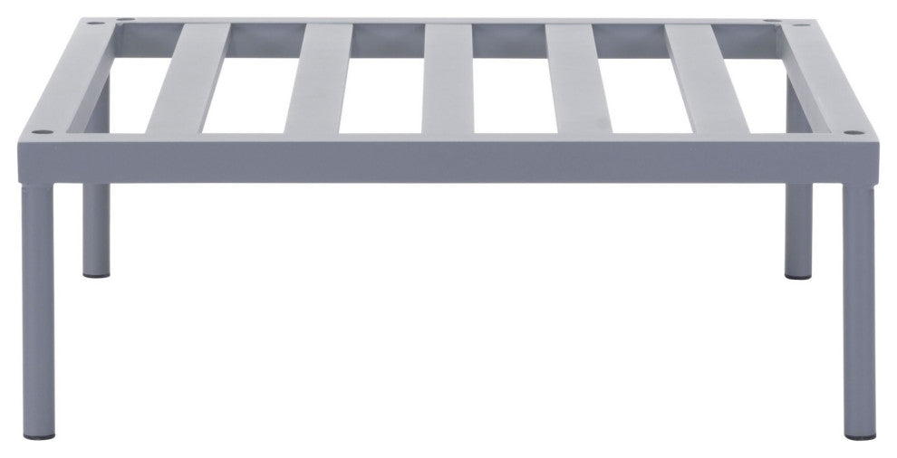 Lounge Coffee Side Table, Aluminum, Metal, Gray, Outdoor Patio Balcony