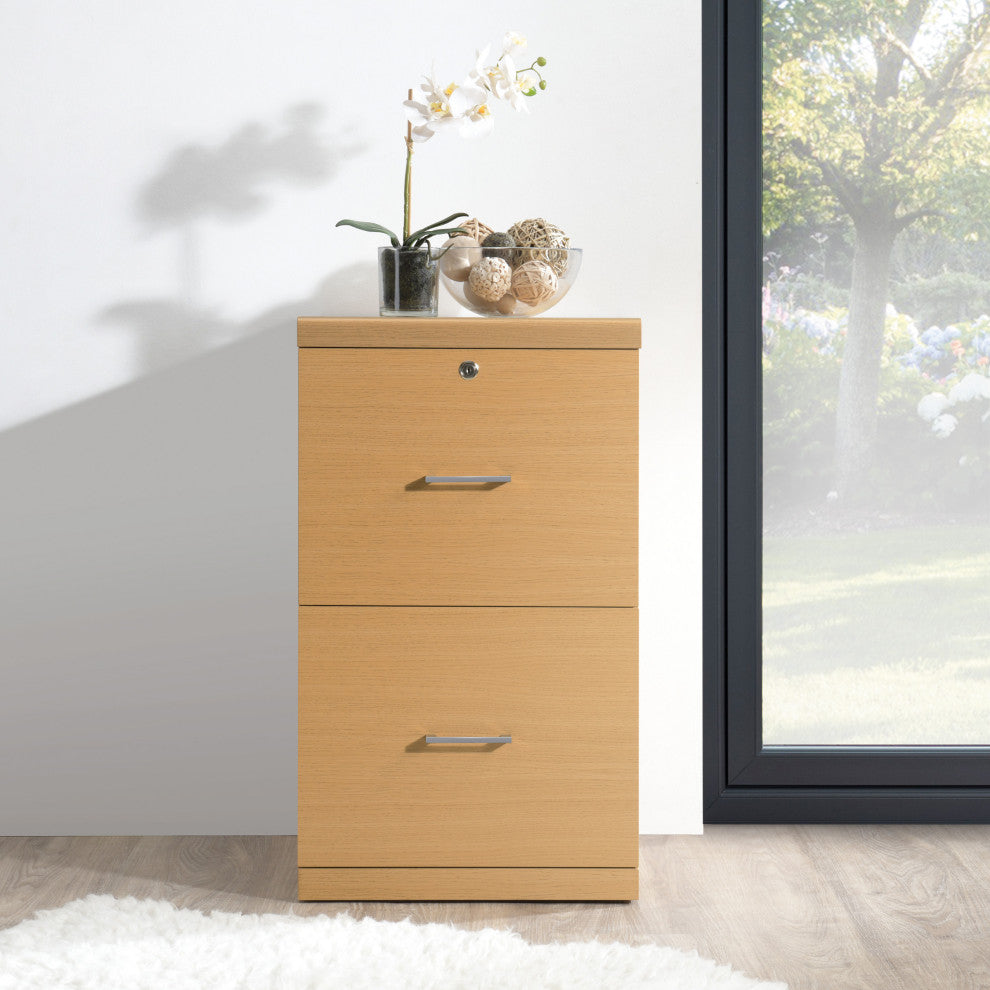 Alpine 2-Drawer Vertical File With Lockdowel Fastening System, Natural Finish