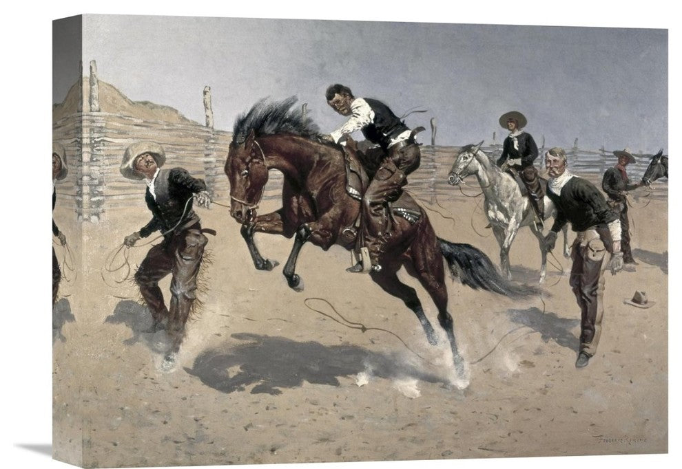 "Turn Him Loose, Bill" Stretched Canvas Giclee by Frederic Remington, 16"x12"