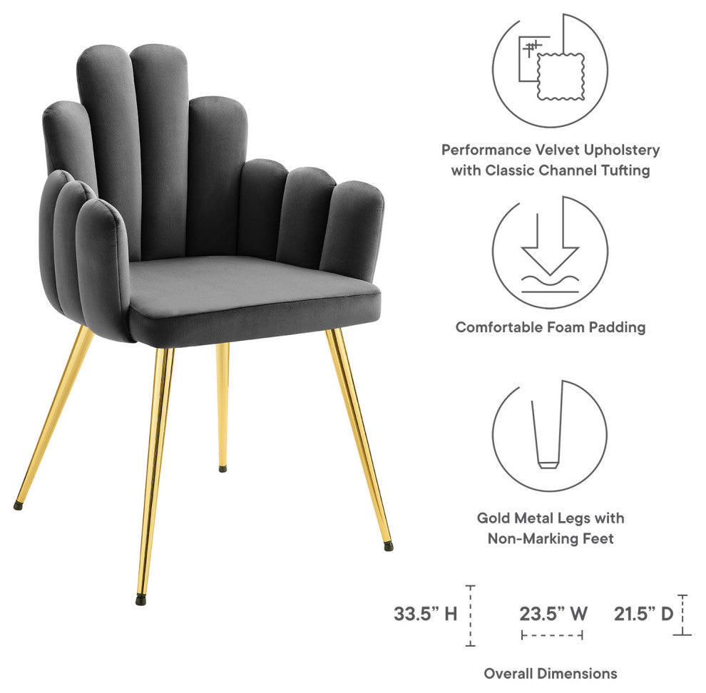 Viceroy Performance Velvet Dining Chair Set of 2, Gold Gray