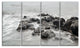 "Black and White Rocky Coastline" Wall Art, 48"x28", 4-Panels