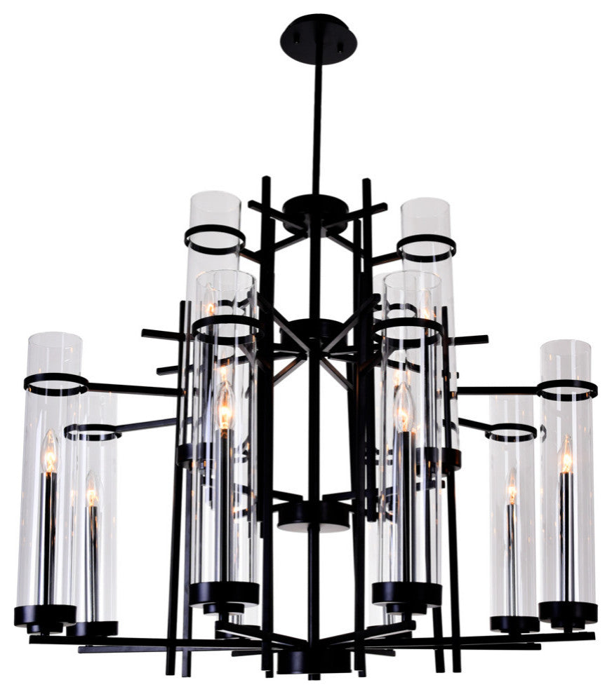Sierra 12 Light Up Chandelier With Black Finish