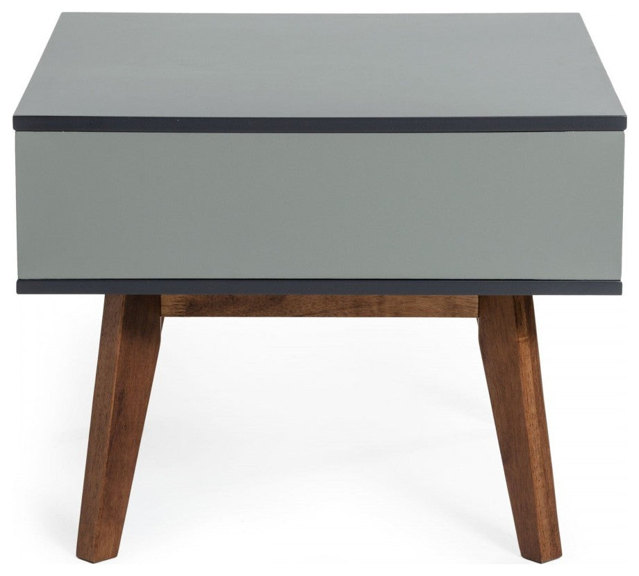 Dark Oak and Shades of Gray Open Rectangle End Table