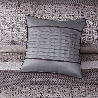 Madison Park Rhapsody Jacquard Stripe Mosaic 7-Piece Comforter Set, Grey