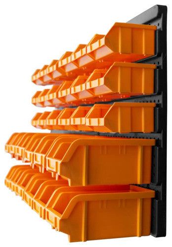 vidaXL Tool Box 32 Piece Storage Bin kit with Wall Panels Yellow and Black