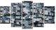 Black Abstract Geometric Background, Abstract Canvas Wall Art, 60"x32", 5 Panels