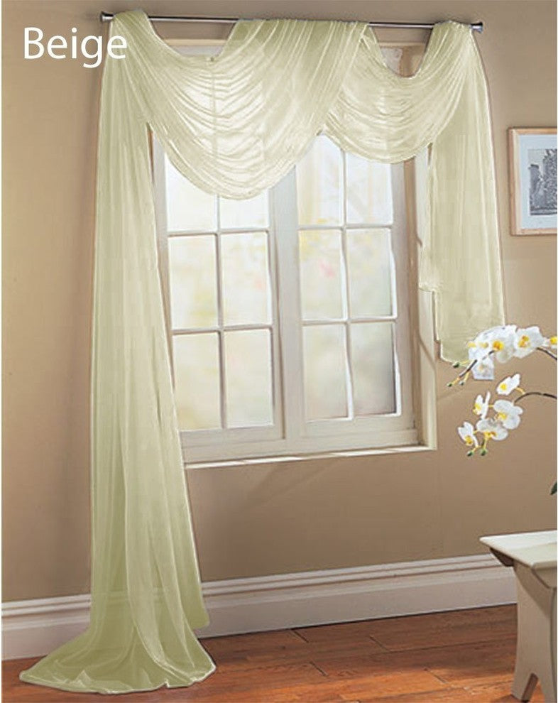 Sheer Voile 216" Long Window Scarf Swag