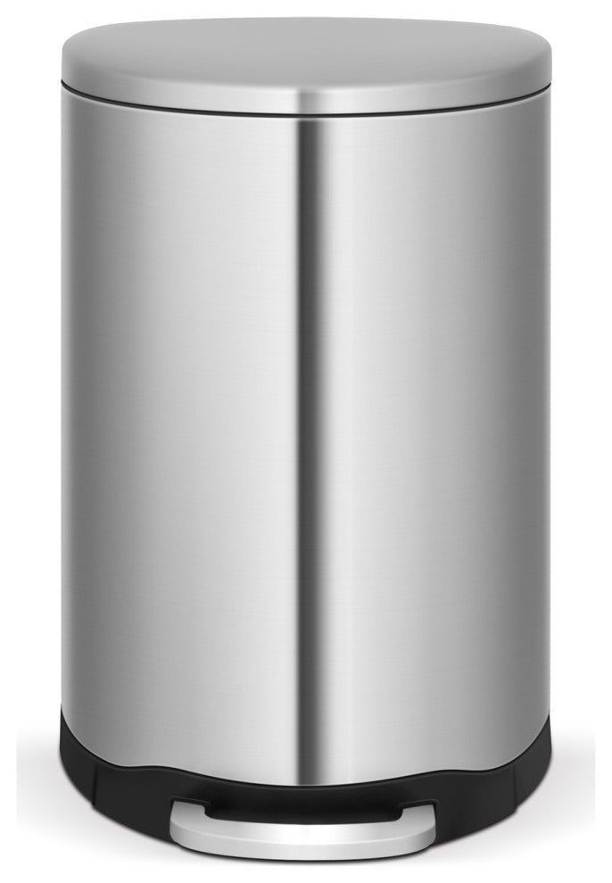 40-Liter Fingerprint Free Brushed Stainless Steel Semi-Round Step-On Trash Can