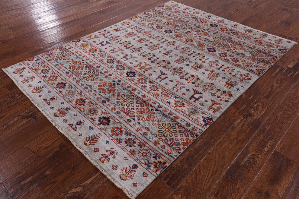 4' 8" X 6' 6" Tribal Persian Gabbeh Hand Knotted Rug Q5671