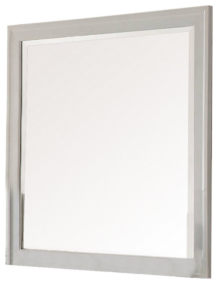 Benzara BM232904 Modern Mirror With Rectangular Frame an Molded Details, White