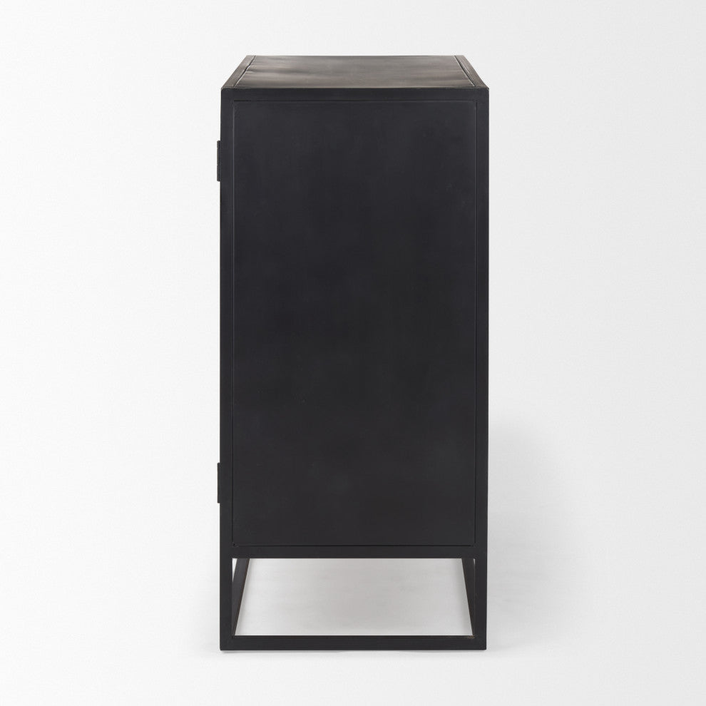 Sloan Dark Wood WithBlack Metal Frame Accent Cabinet