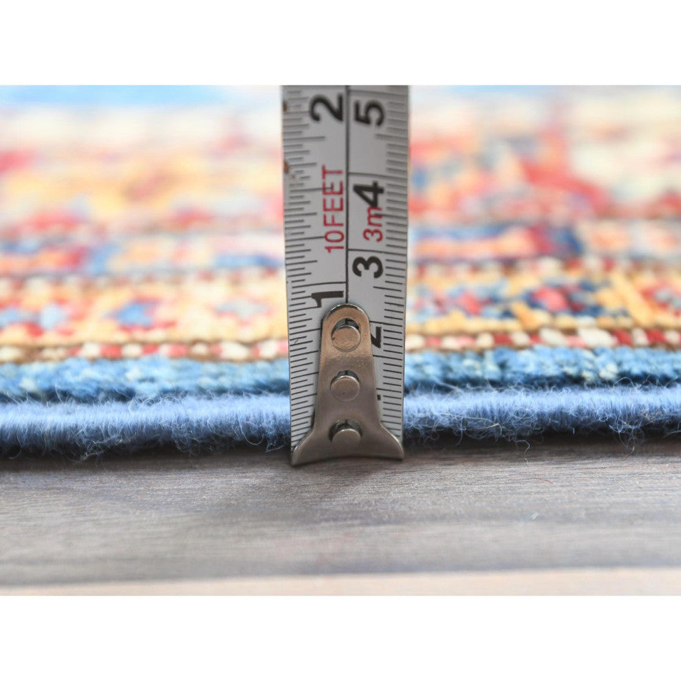 Denim Blue Hand Knotted Afghan Super Kazak Organic Wool XL Runner Rug 2'8"x40'8"