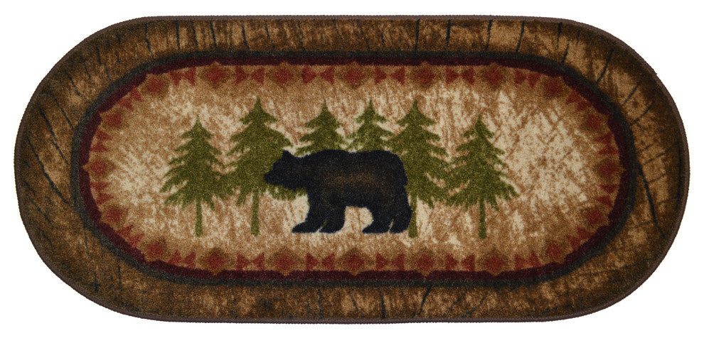 Cozy Cabin Rustic Lodge  Kitchen Accent Rug, 20"x44", Birch Bear