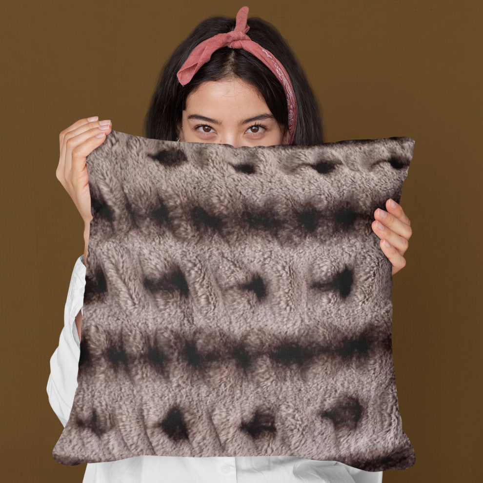 Plutus Brown Fluffy Bunni Faux Fur Luxury Throw Pillow, Brown, 26" x 26"