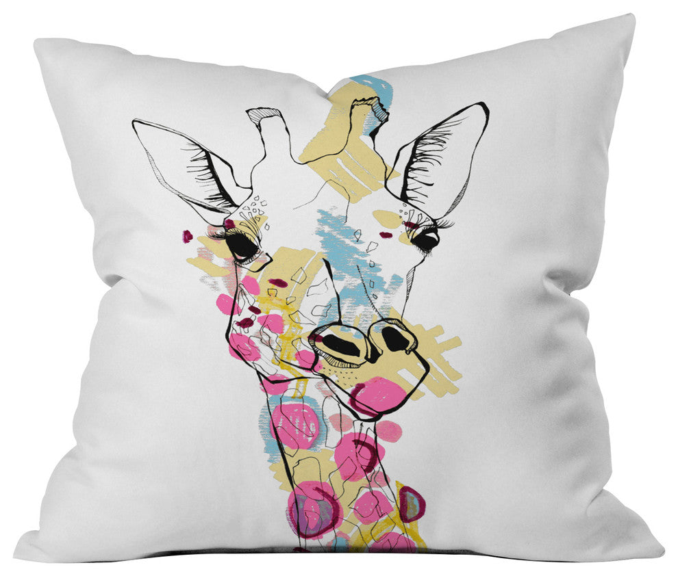 Casey Rogers Giraffe Color Throw Pillow, 18"x18"