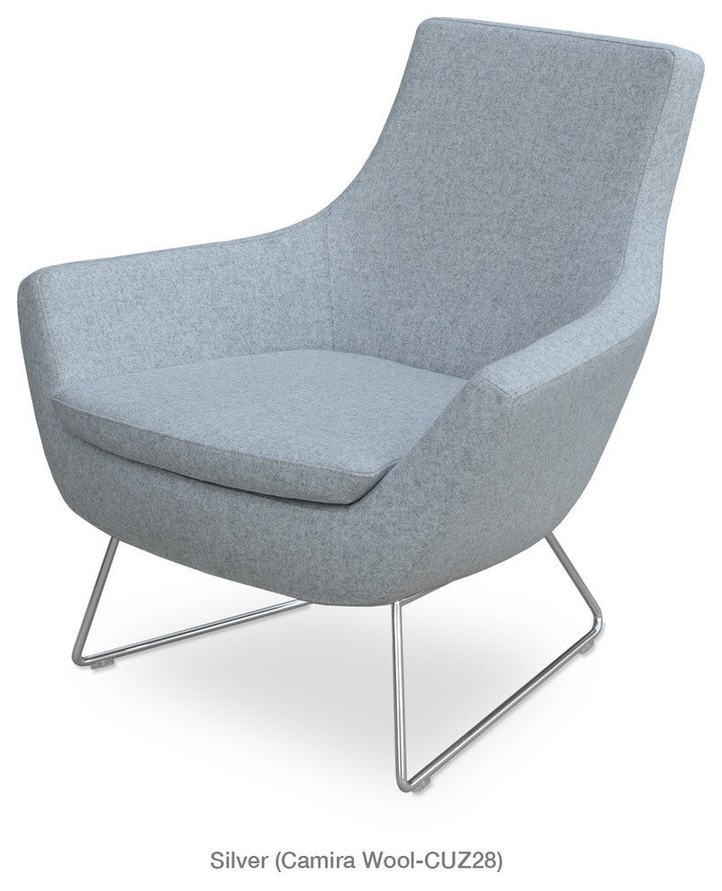 Rebecca Wire Chair, Silver Camira Wool, Chrome Plated Steel Tubes