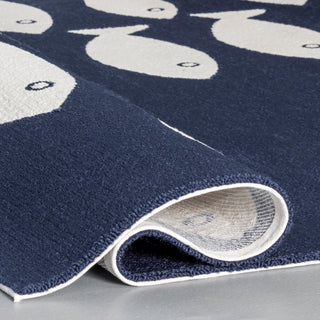 Nuloom Novelty Outdoor Hand Hooked Area Rug Fish Outdoor, Navy 2'6"x6'