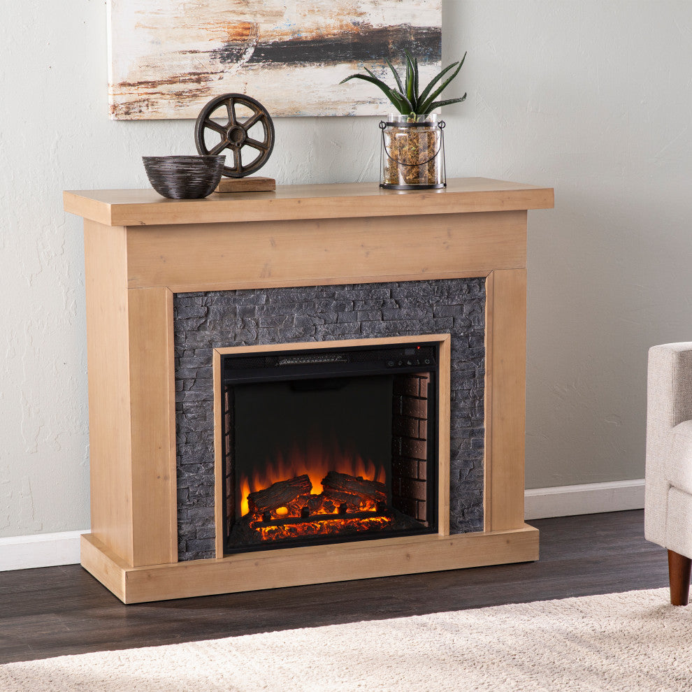 Adalyn Electric Fireplace With Faux Stone Surround