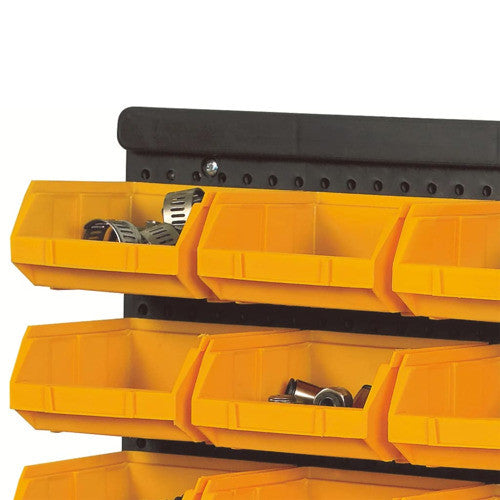 vidaXL Tool Box 32 Piece Storage Bin kit with Wall Panels Yellow and Black