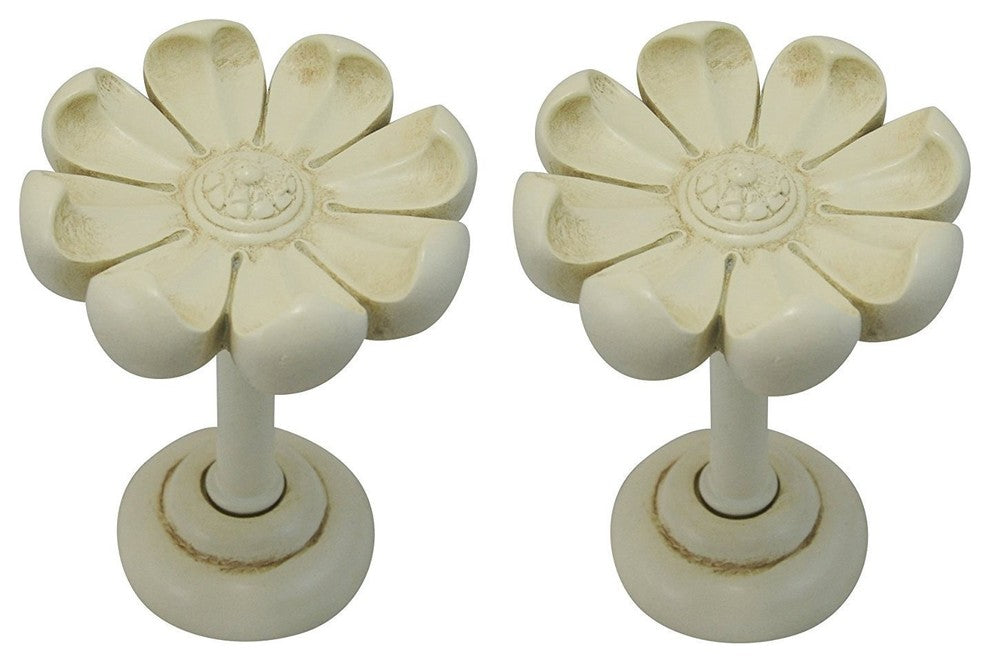 Daisy Medallion Holdback, Ivory, Set of 2