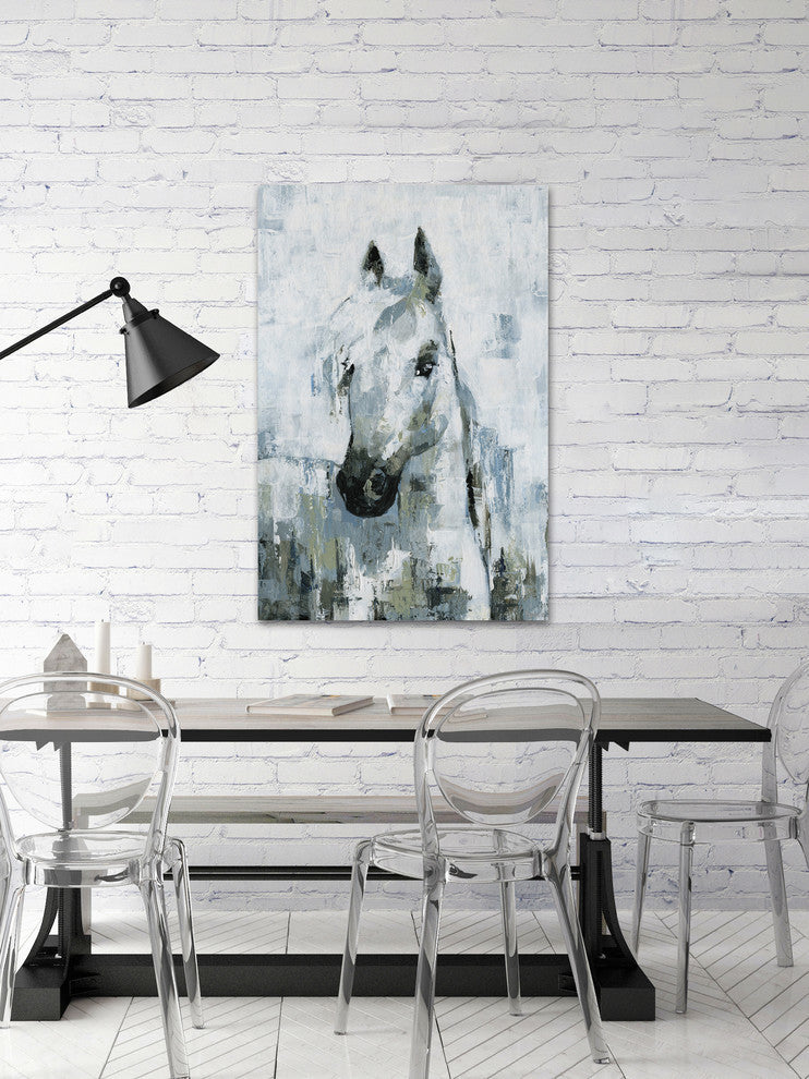 "Magical White Horse" Painting Print on Wrapped Canvas, 20"x30"