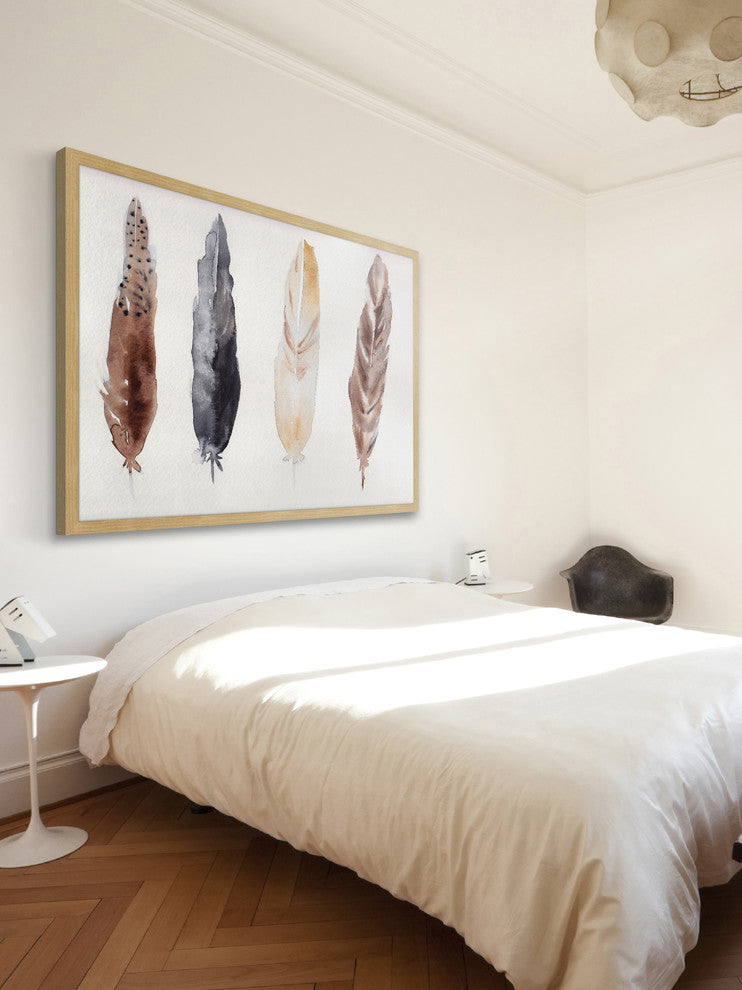 Marmont Hill, "Feathers" by Christine Lindstrom Framed Painting Print, 24x16