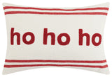 Stripe Boucle Ho Ho Ho Embroidered Pillow