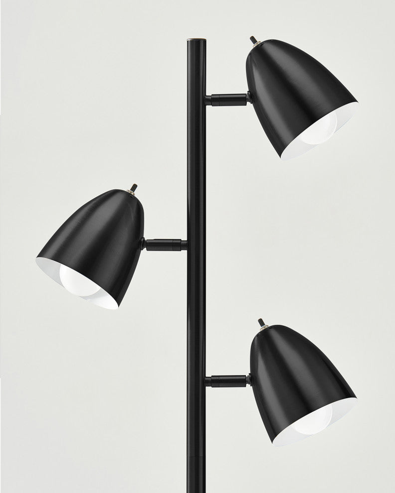 Brightech Jacob, LED Floor Lamp, Modern Adjustable 3 Light Tree, Black