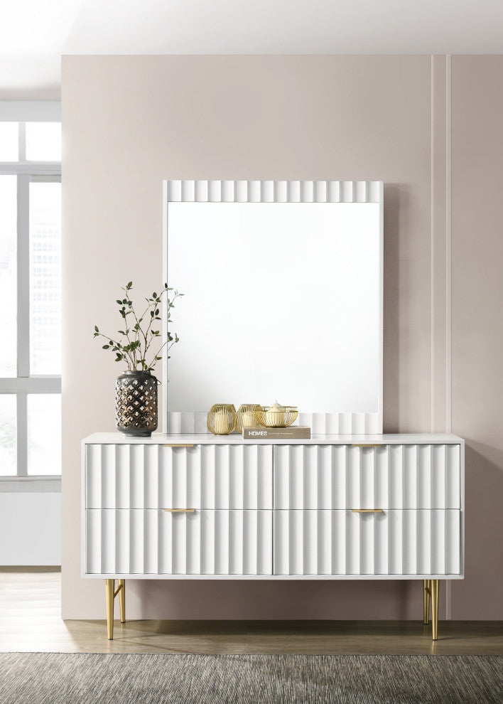 Modernist Medium Gloss Finish Dresser, Brushed Gold