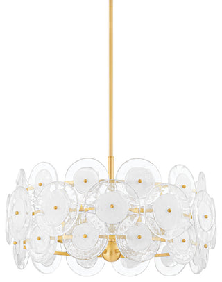 5 Light Chandelier, Aged Brass