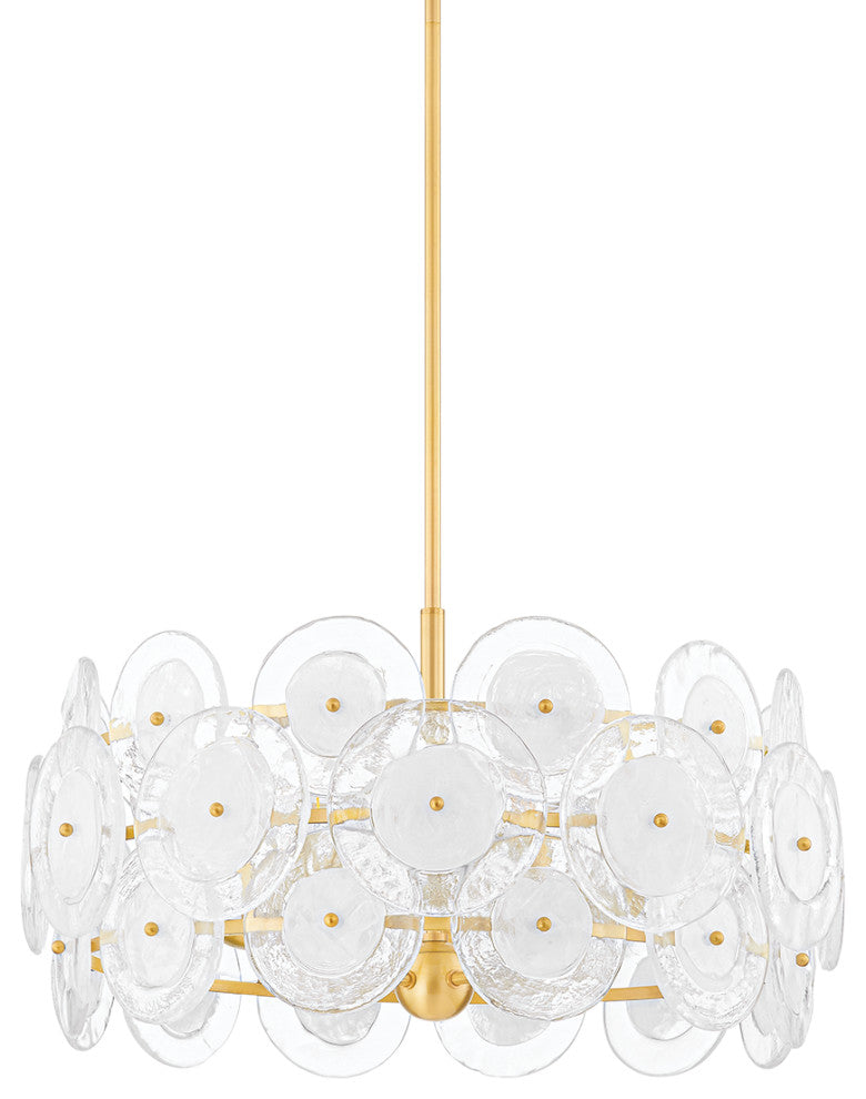 5 Light Chandelier, Aged Brass
