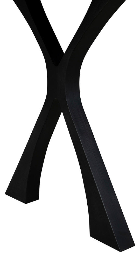 Black Wishbone 87" Wide Oak Dining Table, Black