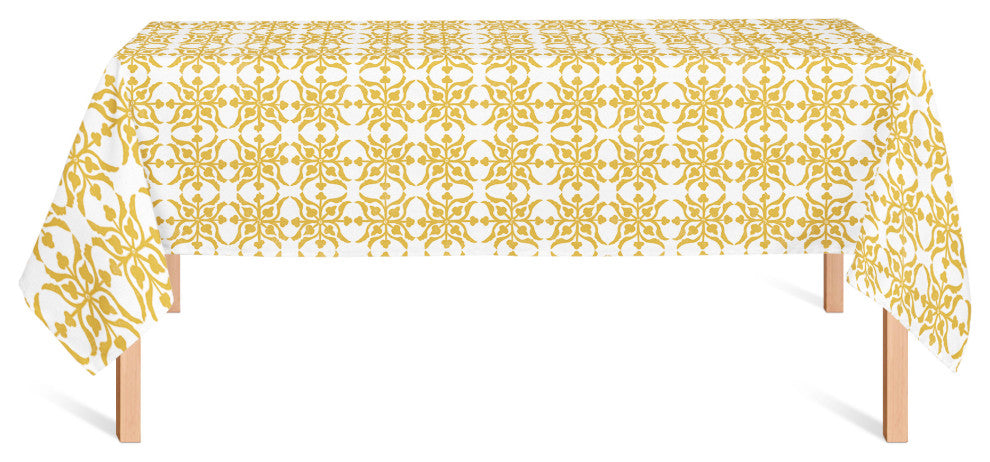 Distressed Tile Pattern Yellow 58x102 Tablecloth