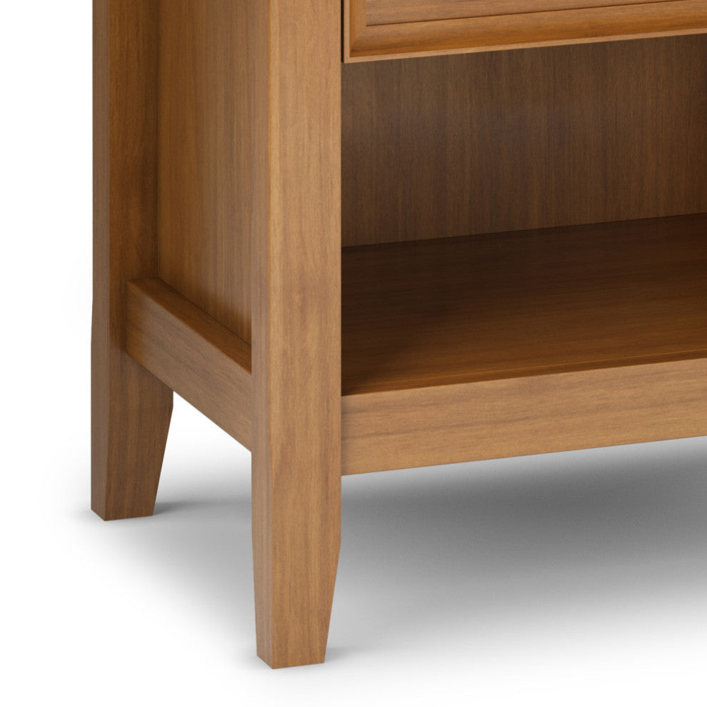 Amherst Solid Wood Bedside Table, Light Golden Brown