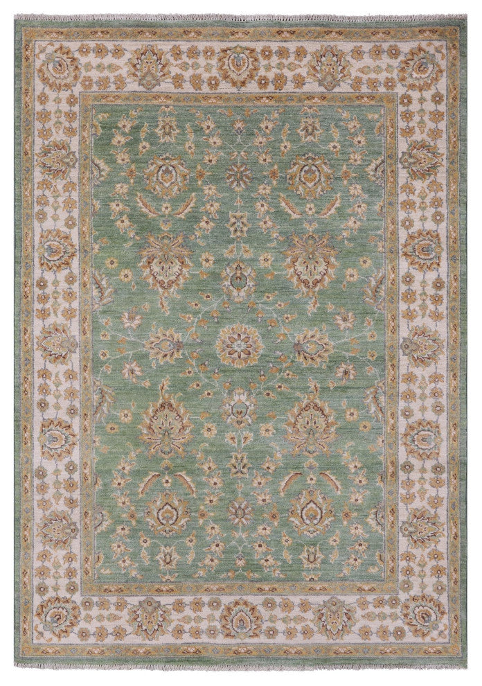 4' 8" X 6' 8" Hand Knotted Turkish Oushak Wool Rug - Q12826