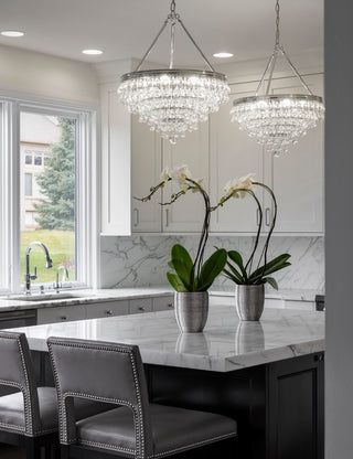 Calypso 6-Light Chandelier, Polished Chrome With Clear Glass Drops Crystal